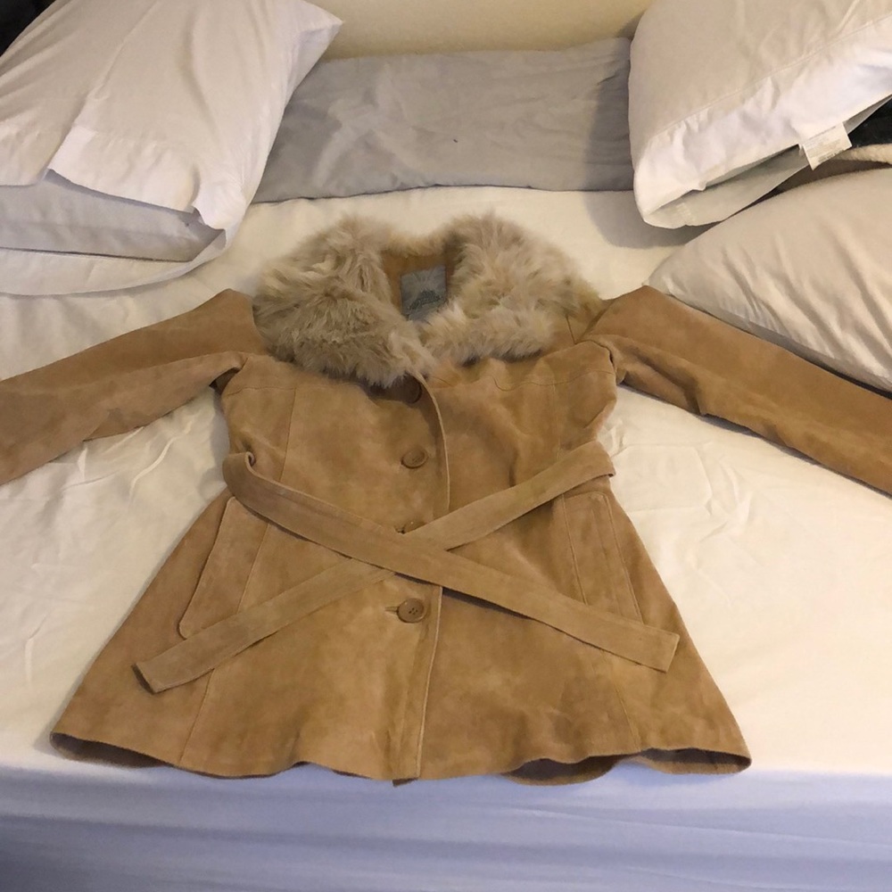 B.B. Dakota leather suede faux fur jacket medium
